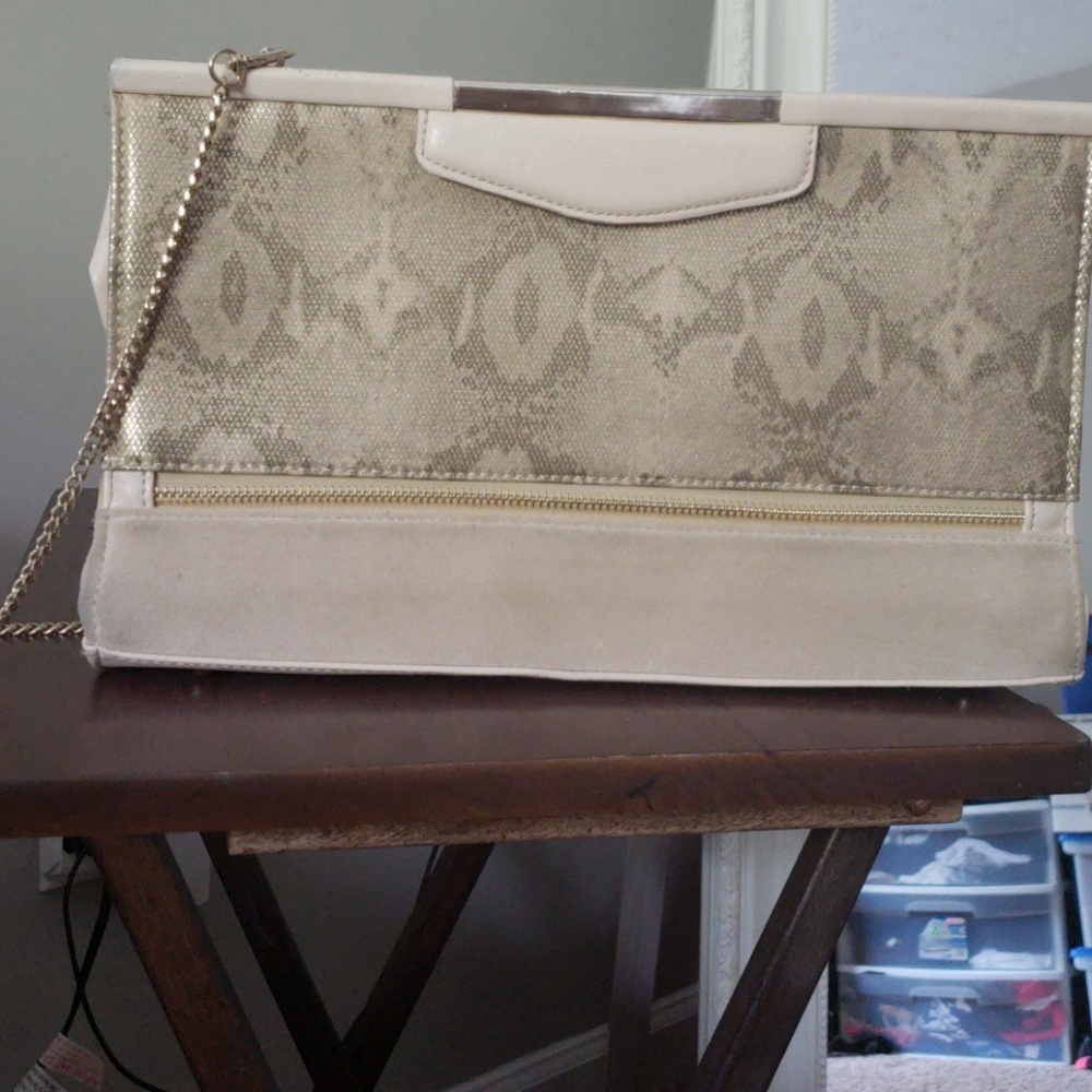 Charming Charlie Tan and Gold purse